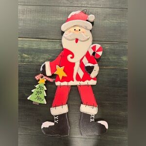Wood Santa Claus Wall Decor Folk Art Style